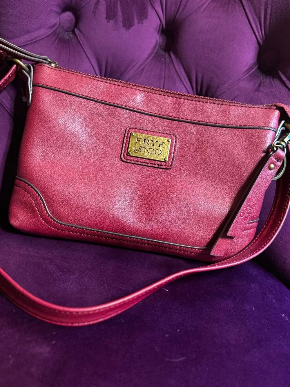 Frye and Co Red Crossbody Vegan Leather Shoulder Bag Purse